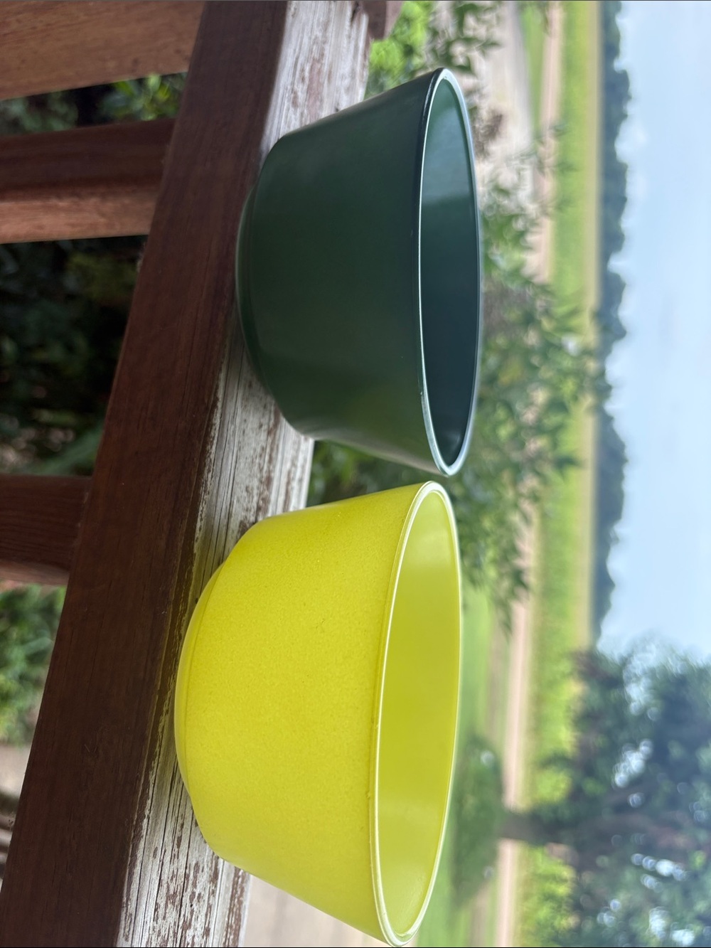 Anchor Hocking Green and Yellow Dining Mugs - Set of 2